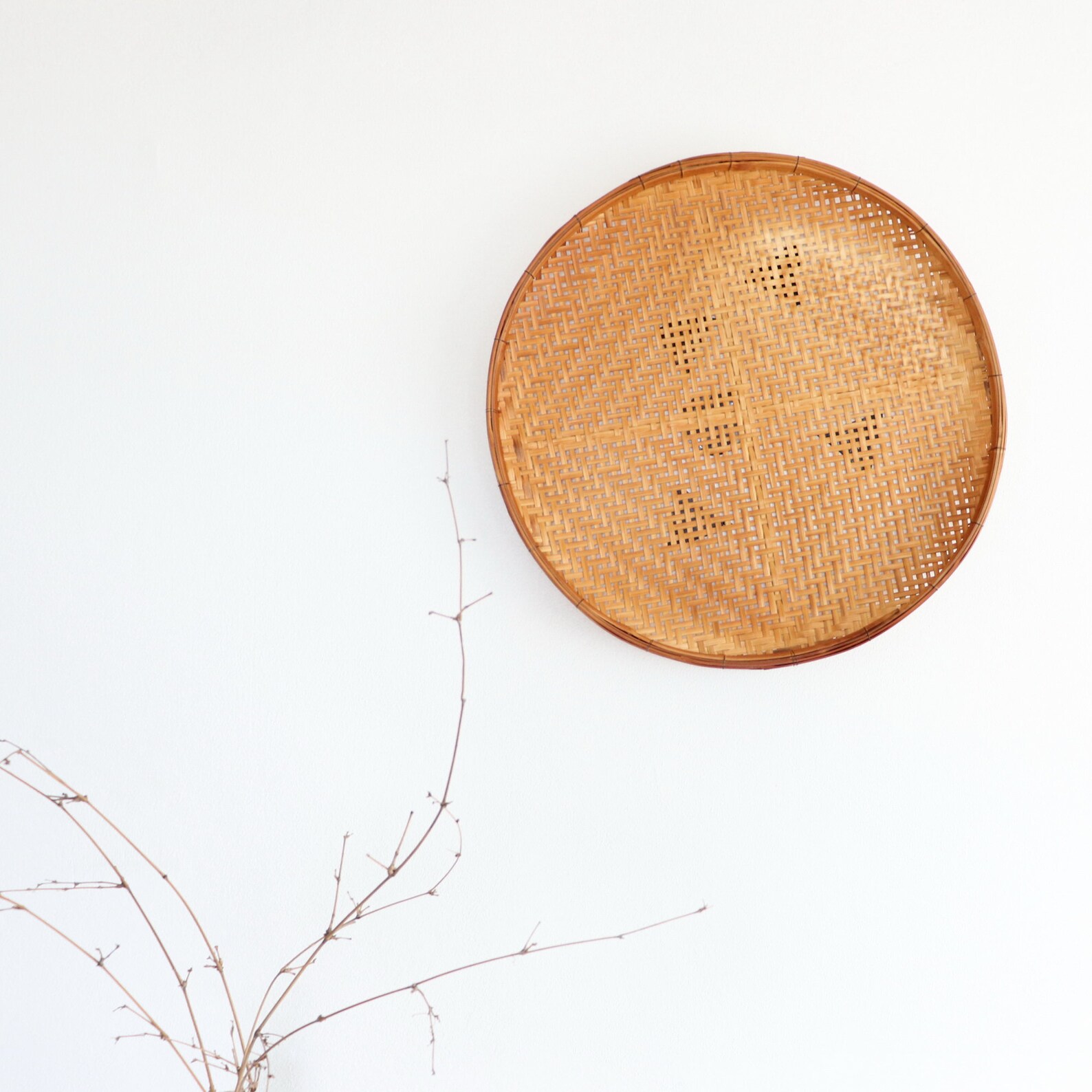 Handwoven Bamboo Wicker Wall Decor Traditional Thai Antique Etsy