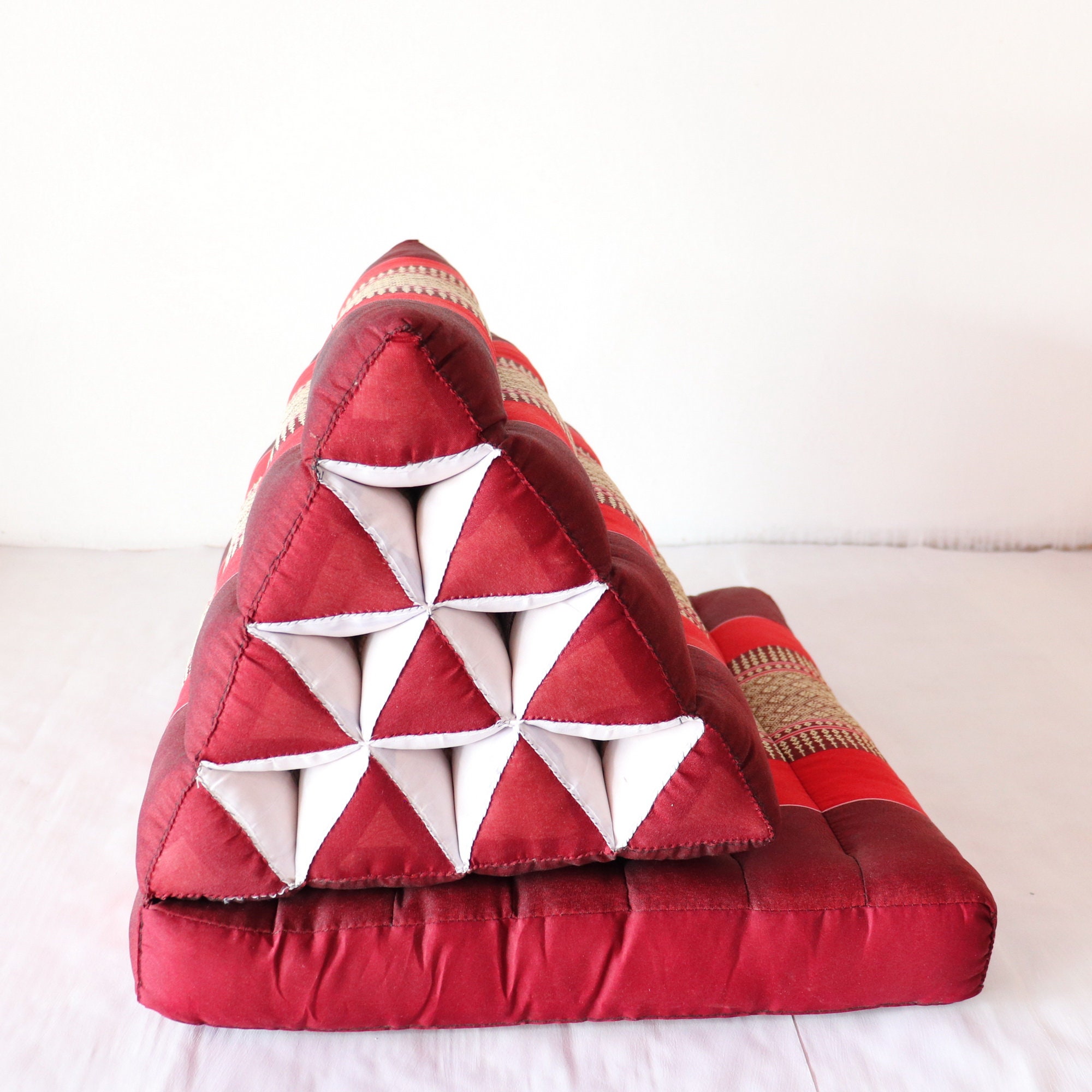 Thai Kapok 1fold Triangle Recliner Cushionthai Traditional Etsy