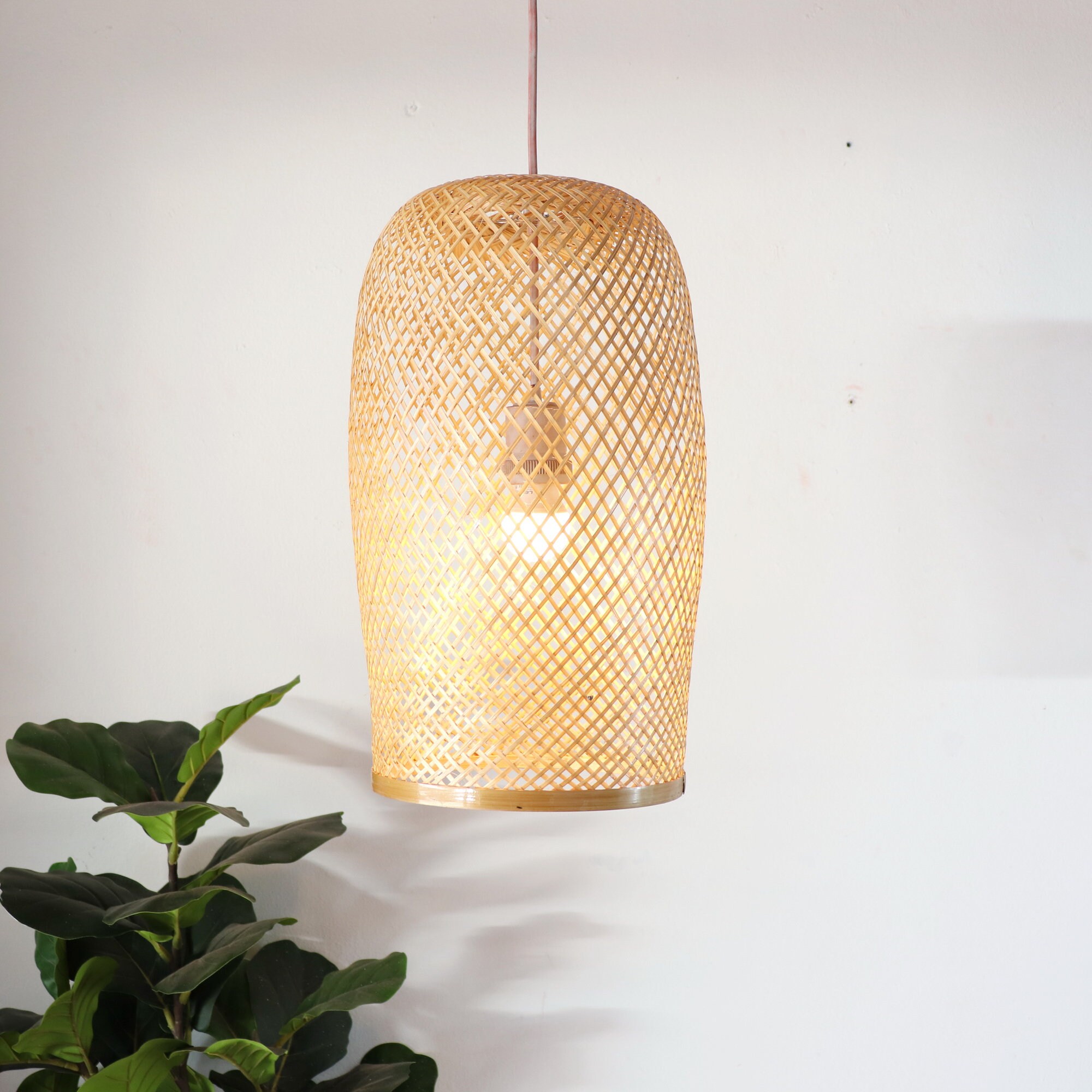 Bamboo Light Handmade Pendant Lamp Hanging - Etsy