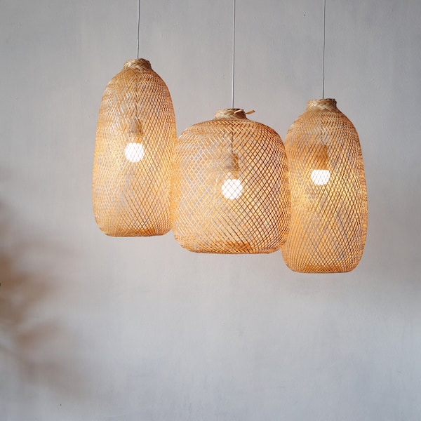 Woven Bamboo Rice Basket Lamp with Elegant Shade