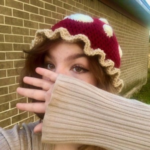 crochet mushroom hat - cottagecore mushroom sunhat