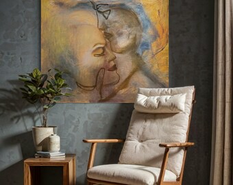 Embrace-Intimate Abstract Couple, Love Figurative Digital Print