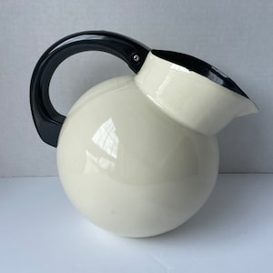 Vintage Kamenstein Enamel Pitcher, Vintage Black and White Enamelware Pitcher, Contemporary Pitcher