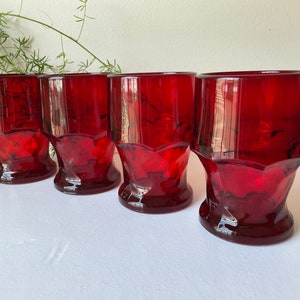 Vintage Viking Glass Ruby Red Georgian Tumblers, Set of 4
