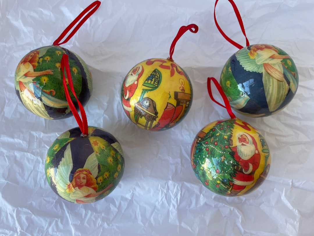 Vintage Paper Mache Christmas Ornaments 