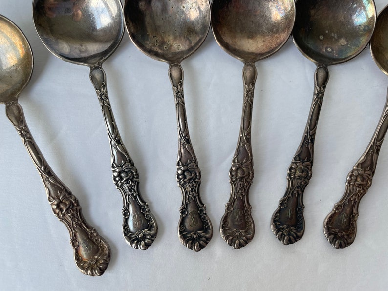 Set of 6 Vintage 1835 R Wallace Silver Soup Spoons Monogramed Etsy