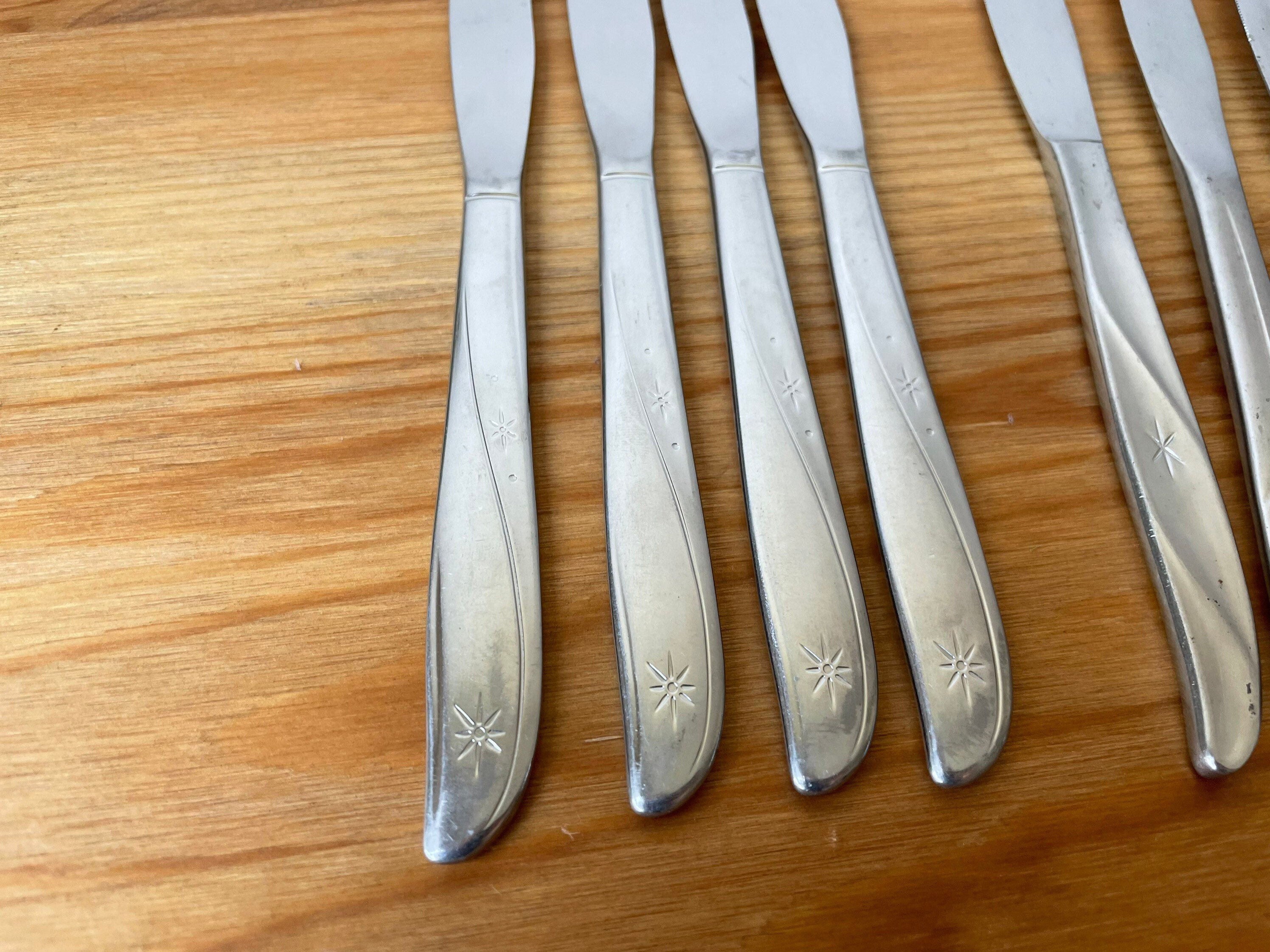 Set of 7 Vintage Starburst Flatware Butter Knives 4 Oneida Etsy