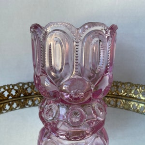 Vintage L.G. Wright Pink Moon and Stars Glass Open Sugar, Vintage Moon and Stars Pink Glass, Mid Century Pink Glass, Pink L.E. Smith