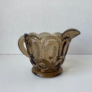Vintage L.E. Smith Moon and Star Smoke Brown Glass Creamer, Vintage Moon and Star Brown Creamer