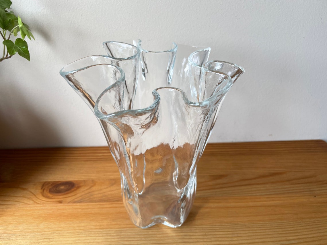 Vintage Muurla Folded Glass Vase Scandinavian Art Glass Vase Etsy
