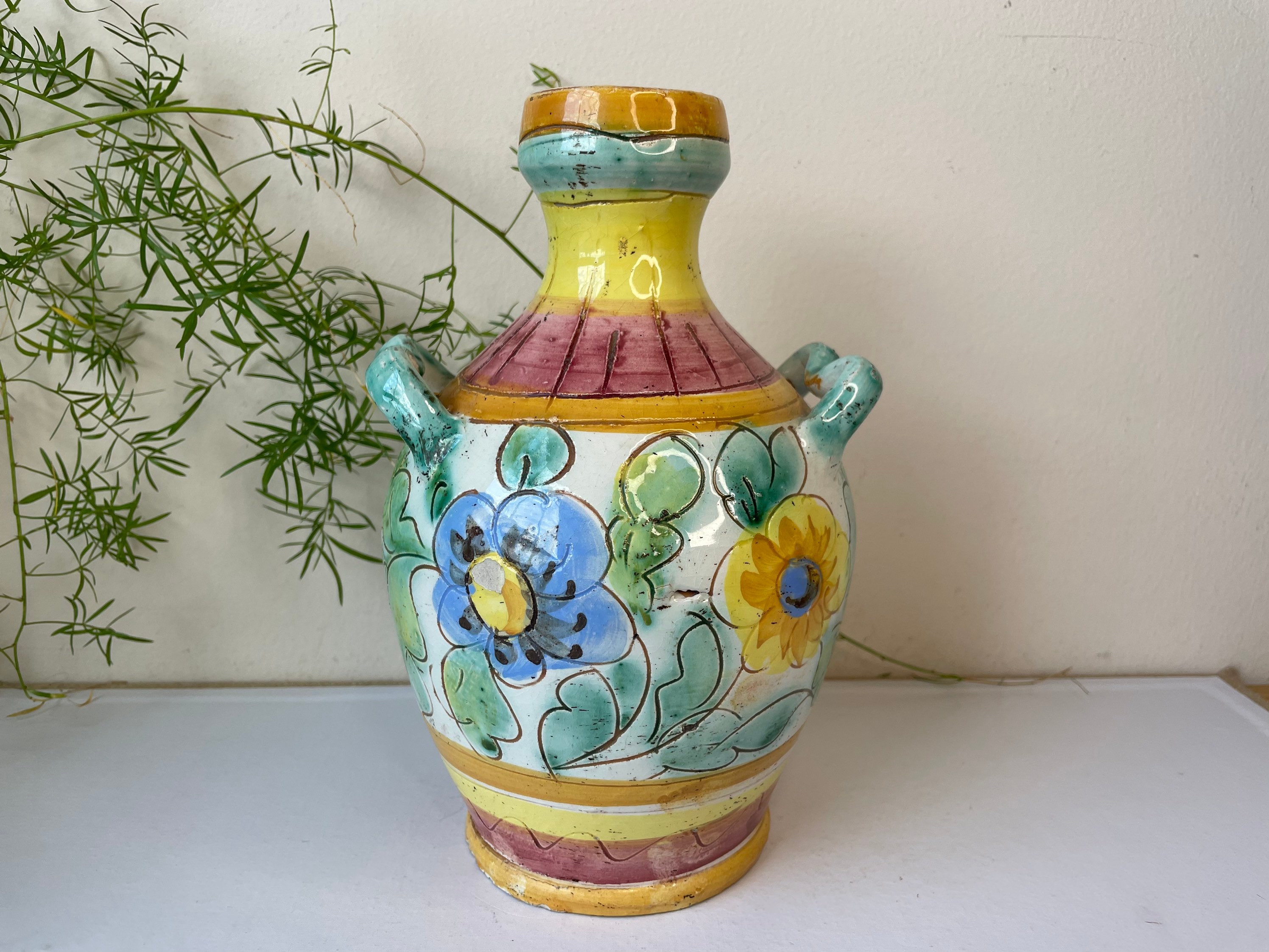 Ceramic Vase with Lemon Drawing Handmade Ceramic Vase Italian Ceramics Vase Hand Painted Vase Ceramic Vase with Lemon Drawing Handmade Ceramic Vase Italian Ceramics Vase Hand Painted Vase