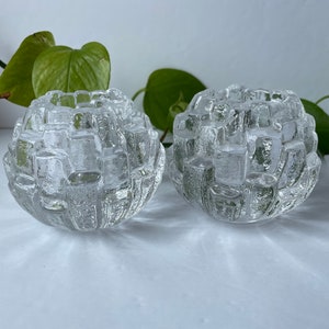 Set of 2 Vintage Kosta Boda Crystal Votive Candle Holders, Vintage Art Glass Votive, Kosta Boda Crystal