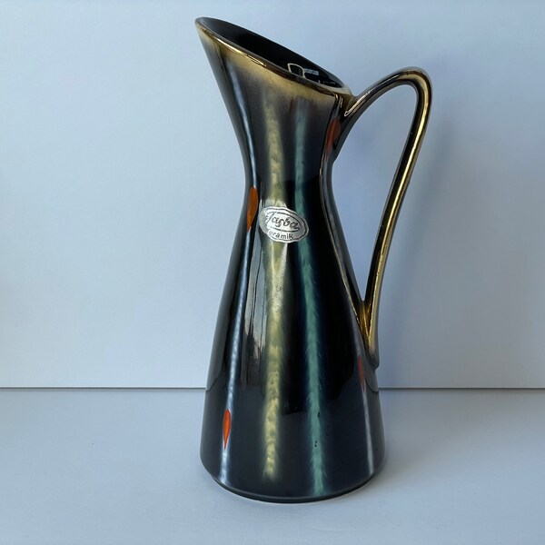 Vintage West Germany Pitcher Vase, Jasba Keramik West Germany Vase, Mid Century West German Pottery Vase, collectible pottery