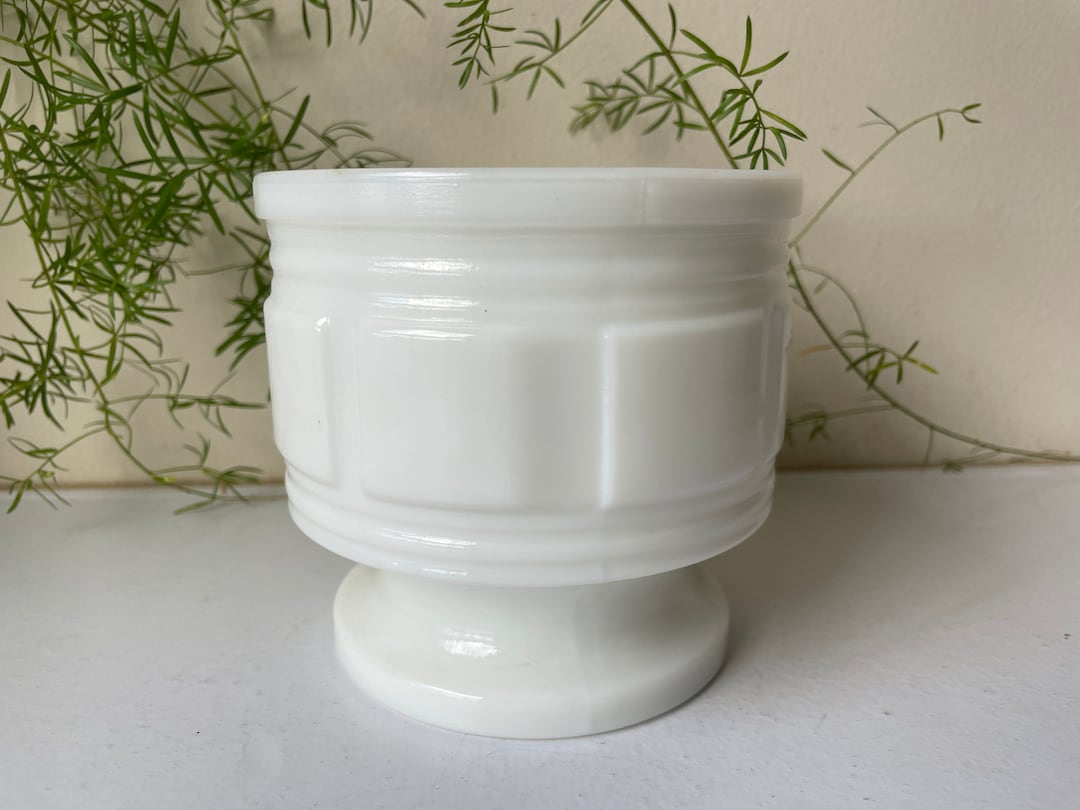 Vintage Randall Milk Glass Footed Planter, Vintage Milk Glass, Boho
