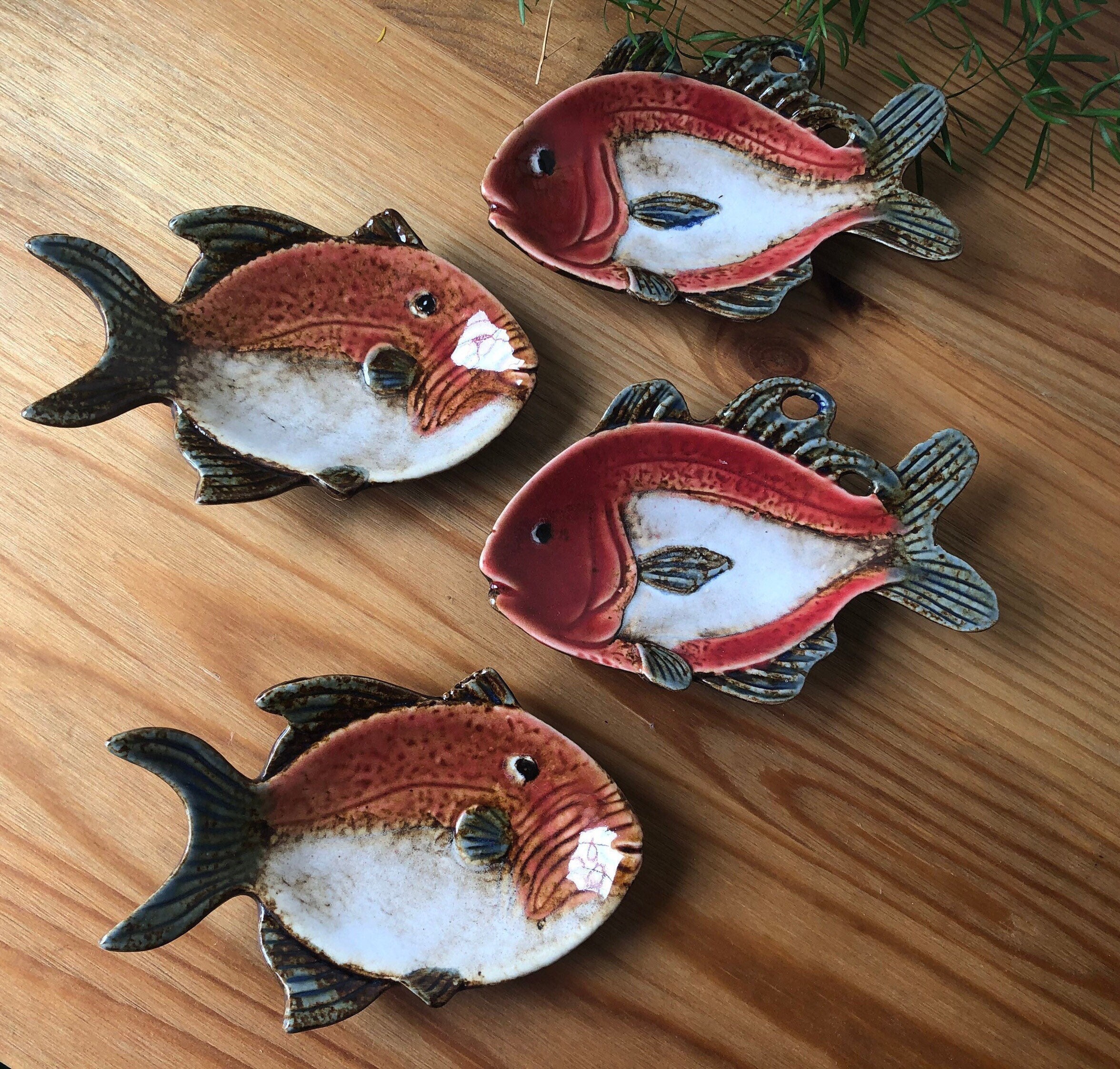 Set of 4 Vintage Pier One Ceramic Fish Plates Sushi Plates Etsy