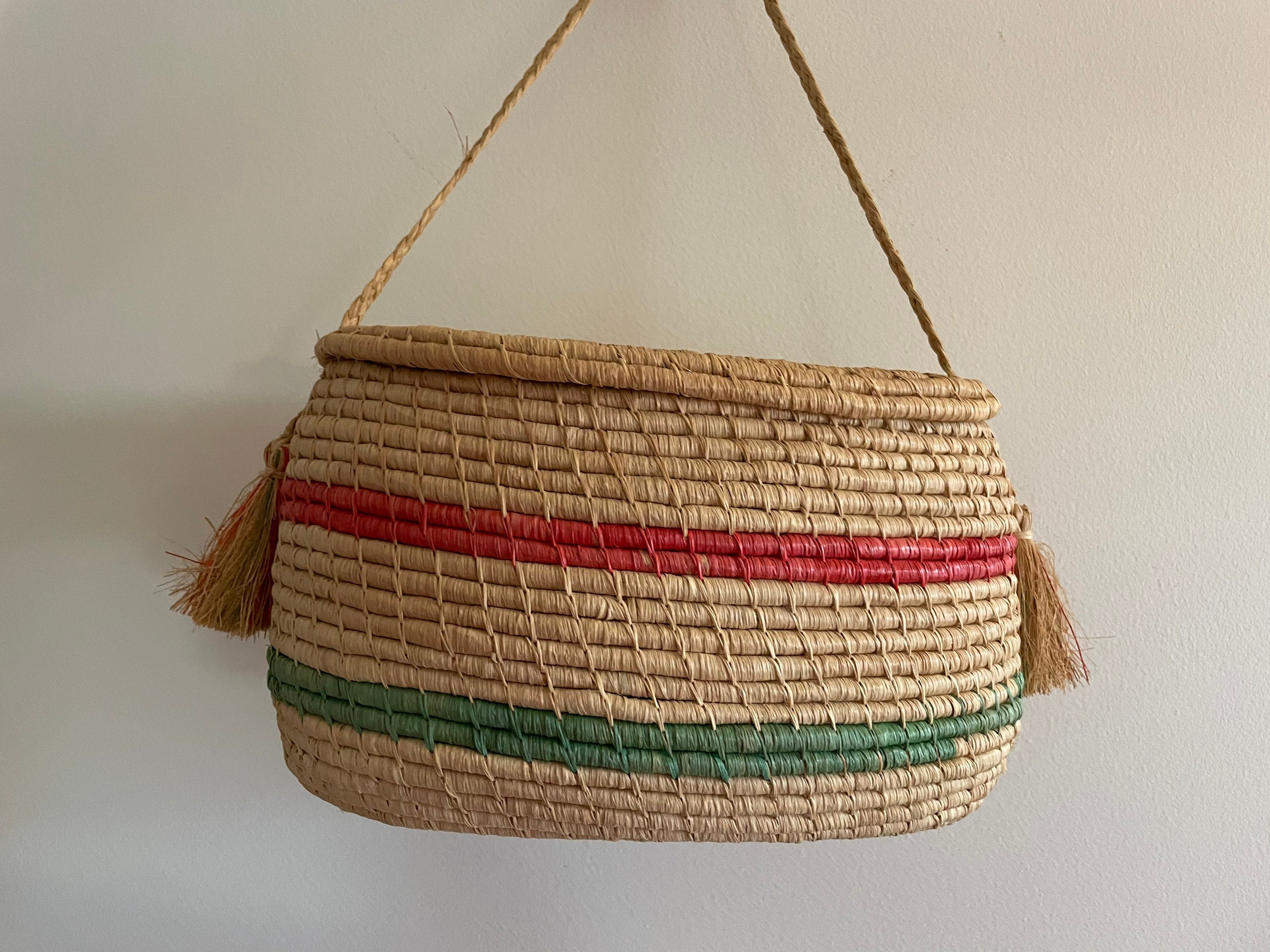 Vintage Woven Straw Tote Bag Picnic Basket Bag Boho Retro | Etsy