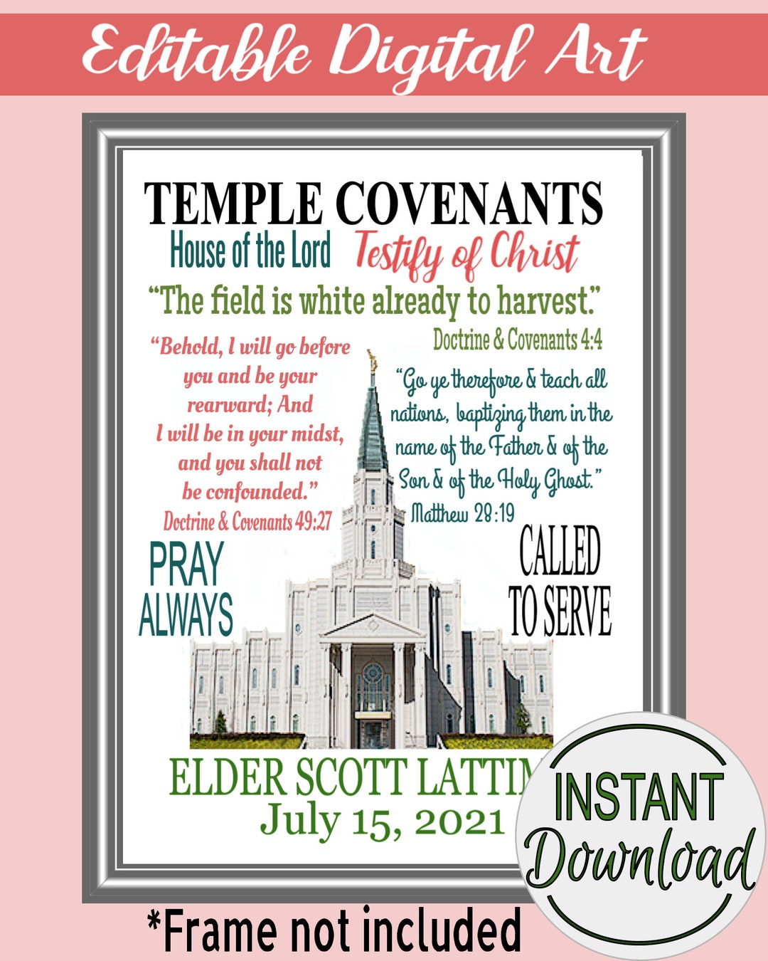 Houston Texas Temple LDS EDITABLE Gift Prints in 16x20 8x10 - Etsy