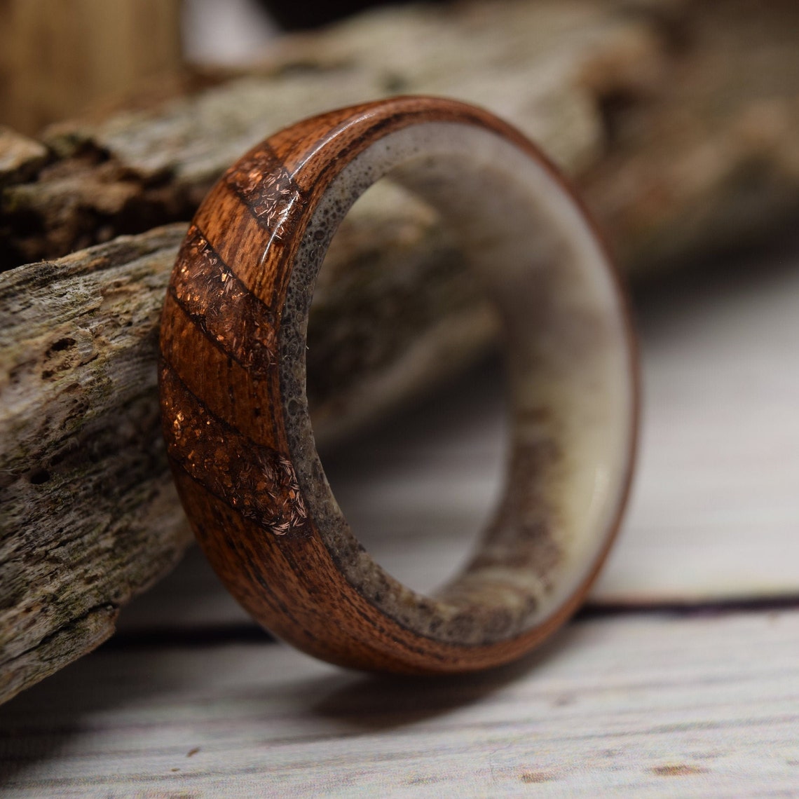 Deer Antler Ring Wedding Band Engagement Ring Spanish Cedar Etsy