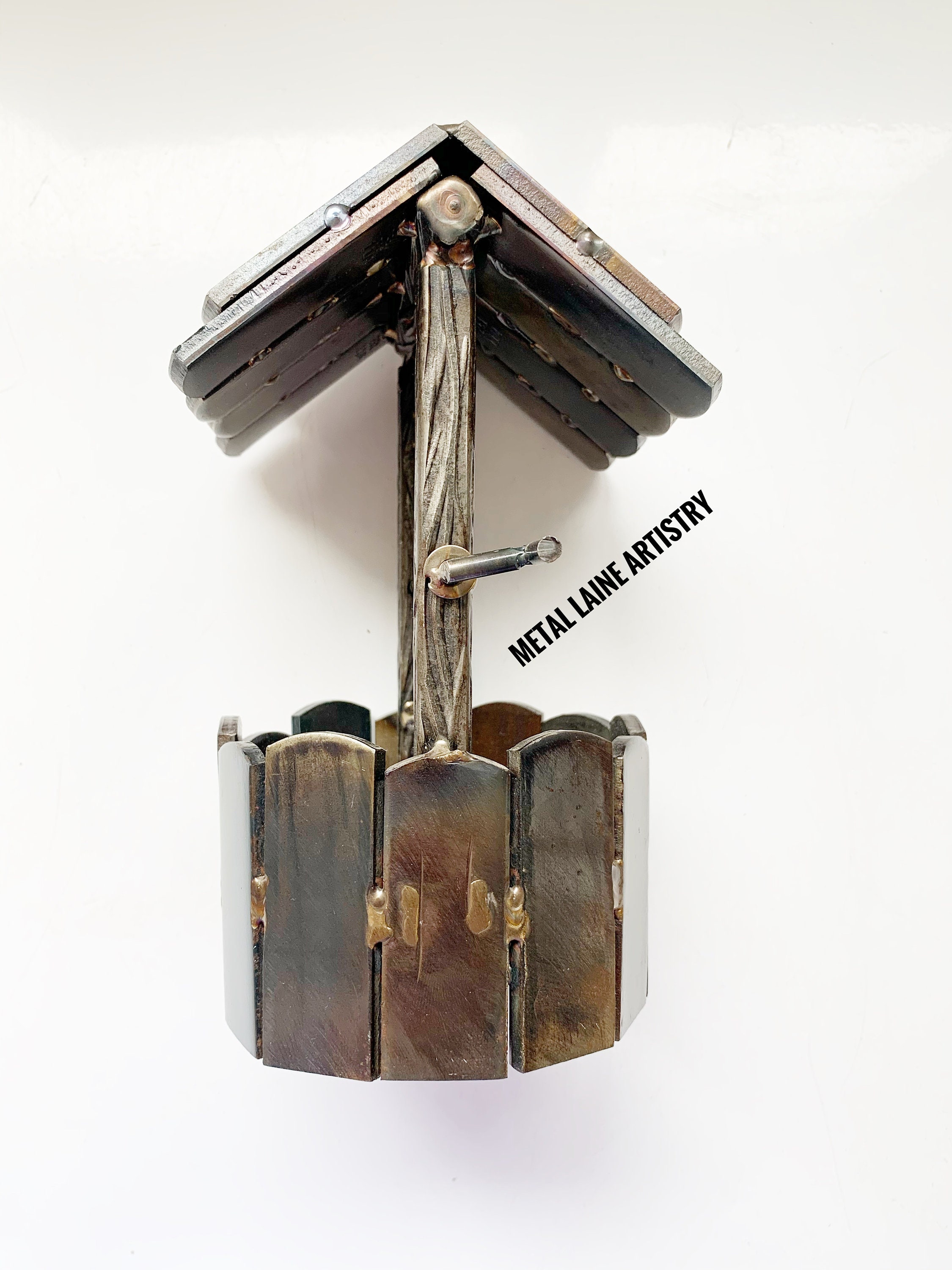 Metal Welded Water Well Wishing Well Wood Texture Artwork Etsy