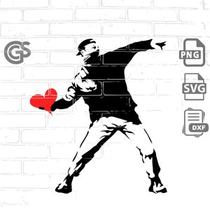 Anarchist throwing Heart, SVG, PNG, dxf, Sublimation, cricut silhouette cameo, svg cut file, anarchy, vector clip art, design element