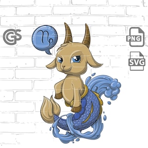 かわいい山羊座 PNG SVG グラフィック T シャツ、占星術ギフト昇華 PNG、インスタント デジタル ダウンロード、クリップ アート、山羊座星占いシャツ