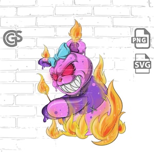Gruseliger Brandstifter Bär - SVG PNG Grafik T-Shirt Design, Sublimation, Urban Graffiti, Pflegebär, Gruseliges Feuer Digitaler Download