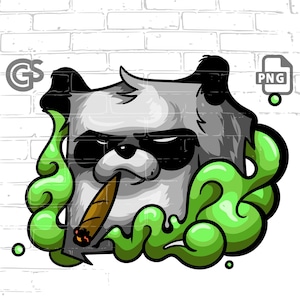 Poofy Panda! - Grafik T-Shirt digitales Design, PNG, Urban, Graffiti, 420, Lustig, Sublimation, sofortiger Download, Pngs Designs