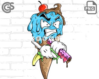 Ice Cream Gangsta - SVG PNG, Graphic T-Shirt digital design, Urban, Graffiti, FPS, Funny Digital Download, Vector, Cricut dtg