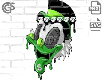 Money Hungry Duck! - SVG PNG Graphic T-Shirt digital design, Graffiti Urban, Cartoon Duck, Sublimation