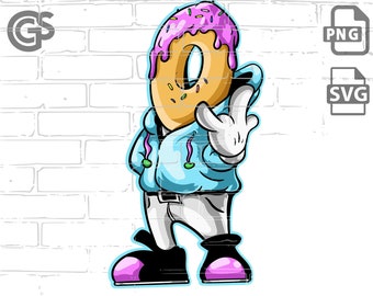 Cool Donut!  - SVG PNG, Graphic T-Shirt digital design, Urban, Graffiti, FPS, Hip Hop Digital Vector, Sublimation png
