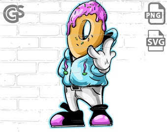 Cool Donut!  - SVG PNG, Graphic T-Shirt digital design, Urban, Graffiti, FPS, Hip Hop Digital Vector, dtg, Sublimation png, clip art