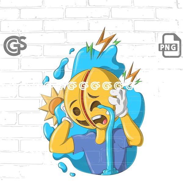 BiPolar Emoji! - PNG Emoji Smiling Crying, Mental Health, Anxiety, Meme Emotions, Depression, Sublimation Vector Cricut, DTG, clip art