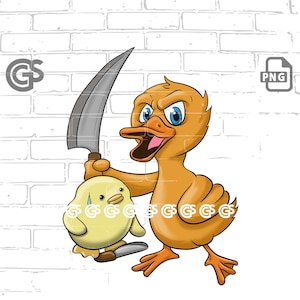 Duck with Knife - Digital Download PNG, Sublimation , Clip Art, Tshirt Design, Duckling Duck Meme, pngs designs