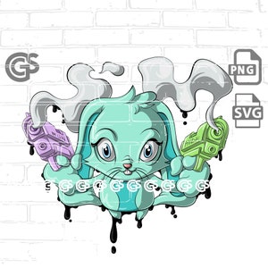 Lethal Bunny! - SVG PNG Graphic T-Shirt Cricut Silhouette, Graffiti Urban, Cartoon Rabbit, Sublimation, pngs for shirts