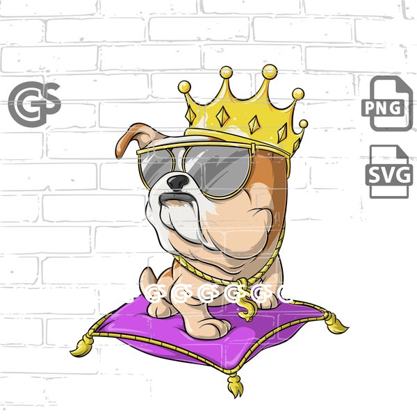 King Dog! - SVG PNG Graphic T-Shirt digital design, Urban, Cartoon Dog Puppy, Sublimation svg, Cricut, Vector, DTG, clip art