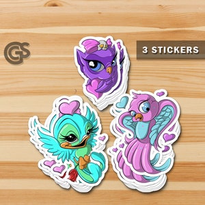 Love Birds Sticker Pack (3) Vinyl-Aufkleber, Valentinstag, Abziehbilder, Bundle-Herzen