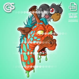 Zombie Giraffe Vulture PNG | Tshirt png design, Bird Animal Lover, Urban Sublimation, Animal t-shirt png trend, pngs designs