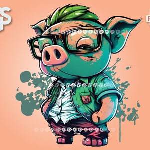 Chill Graffiti Pig PNG - T-Shirt Sticker Digital File, Piglet Mom Dad Lover, Urban Streetwear Sublimation, pngs designs