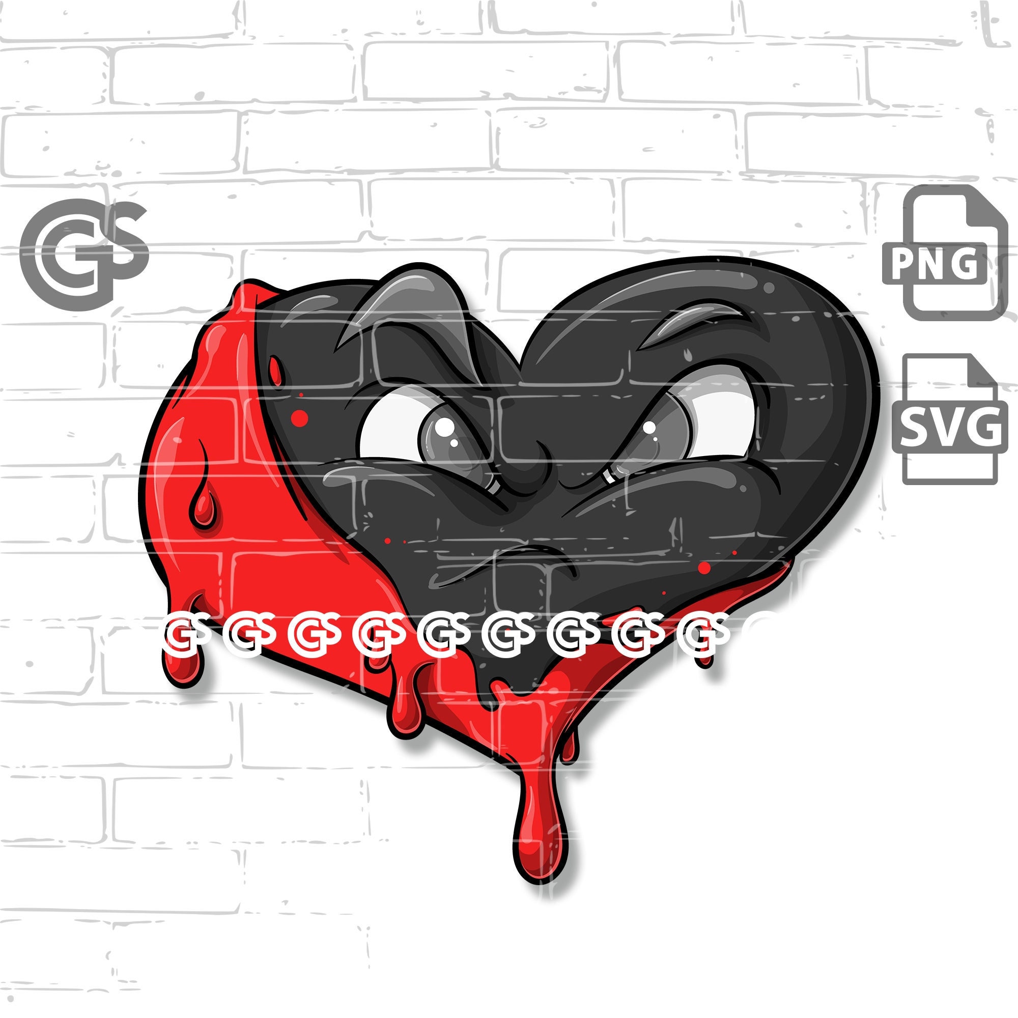 The Black Heart SVG PNG Graphic T-shirt Digital Design