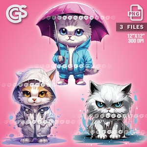 Wet Kitty Bundle (3) PNG | Kitten T-Shirt Sticker Digital File, Cat Mom Dad Lover, Urban Streetwear Sublimation, pngs designs