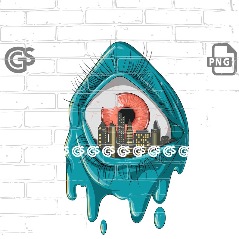 Eye of the City PNG Skyline Eyeball Graffiti Urban Etsy