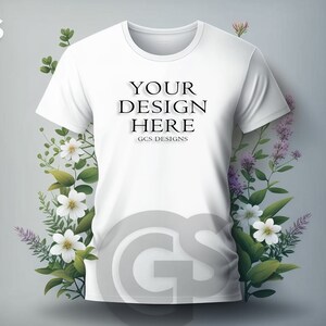 White Tshirt Mockup | Flowers Style Shirt Mockup V2 | Digital Mockup | Template T Shirt Mockup | Digital Download