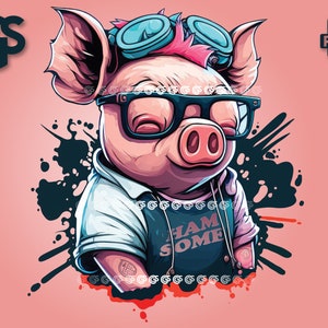 HAMsome Graffiti Pig PNG - T-Shirt Sticker Digital File, Piglet Mom Dad Lover, Urban Streetwear Sublimation, pngs designs