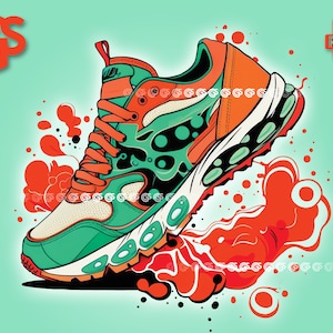 Graffiti Running Shoe PNG | SneakerHead, Sneaker TShirt Digital File, Kicks, Sublimation Vector, pngs designs