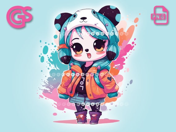 Anime Bear Girl PNG Graphic T-shirt Digital File, Teddy Lover