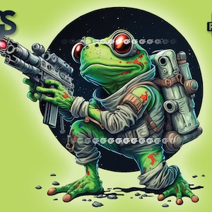 Rana espacial PNG - Camiseta con gesto de sapo astronauta Archivo digital, Ranas chibi, Lindo vector de sublimación, Anfibios, diseños png