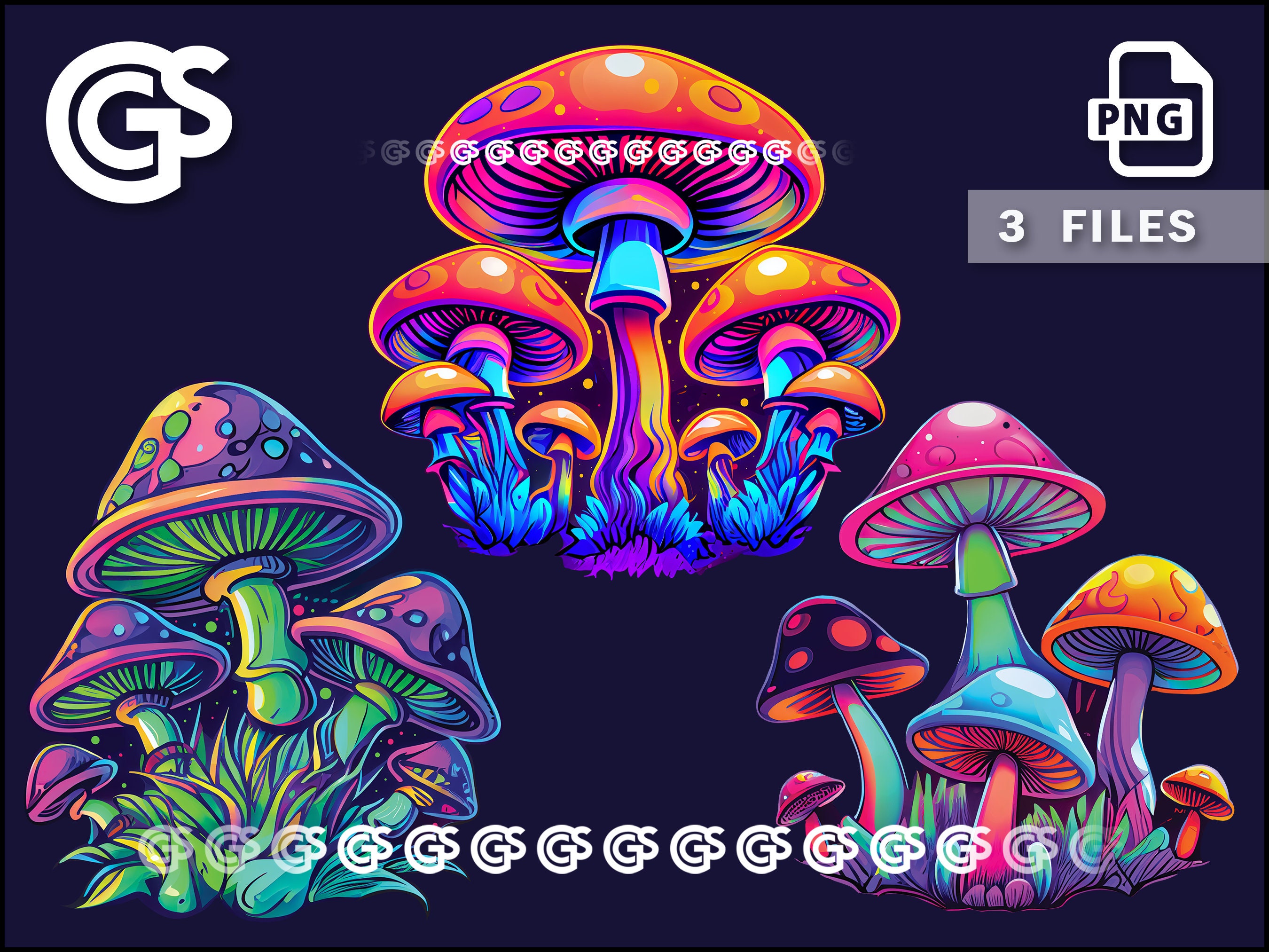 Psychedelic Mushrooms PNG Trippy Digital T-shirt Shrooms - Etsy Australia