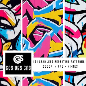 Digital Paper Graffiti Tagging - Seamless Pattern Repeating Design File, Sublimation Background PNG, Urban Graffiti & Fabric Patterns
