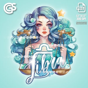 Libra Girl Zodiac PNG File | Horoscope T-Shirt Digital Design, Astrology Sublimation, Instant Download, pngs designs