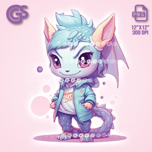 Cute Streetwear Dragon PNG | Mystical Creature TShirt Sticker Digital File, Urban Sublimation, T-Shirt, pngs designs